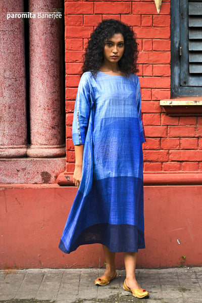 Signature Woven Circle dress (shades of indigo)