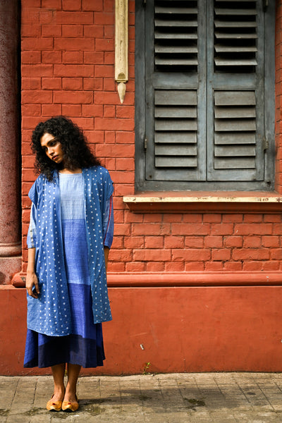 Signature Woven Circle dress (shades of indigo)