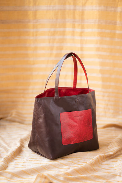 All Things Tote - Choco / Cherry leather