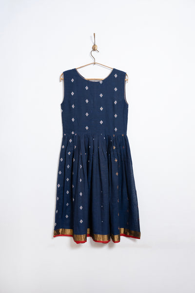 TARA jamdani dress in indigo