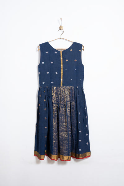 TARA jamdani dress in indigo