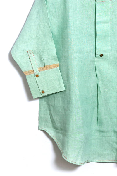 Kundan set in linen Aqua