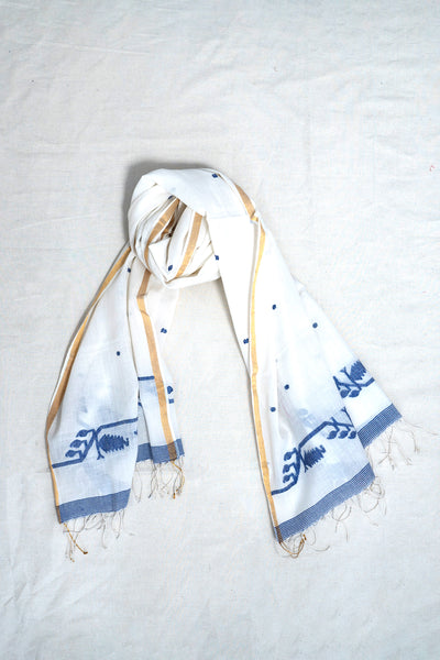 Gulmohar jamdani stole (white)
