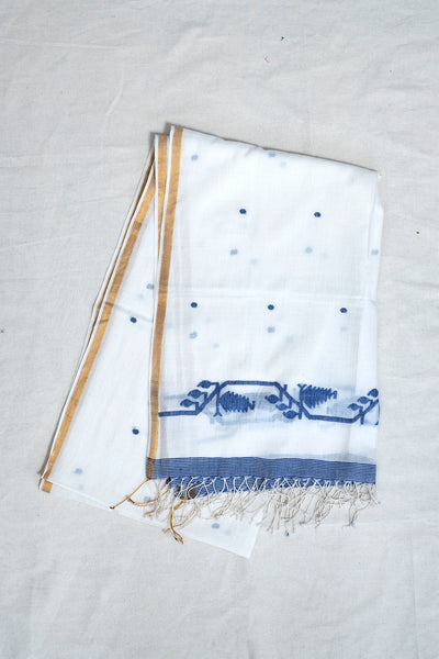 Gulmohar jamdani stole (white)