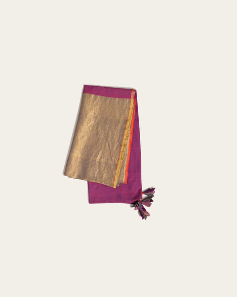 Dotaar dupatta in colour block (Eggplant purple)