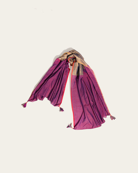 Dotaar dupatta in colour block (Eggplant purple)
