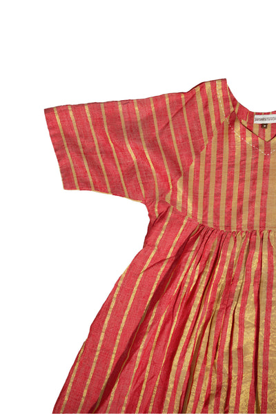 Freedom dress in Tassar gold stripes