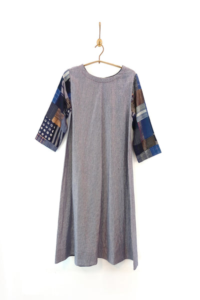 Handwoven dress with 'Boro' sleeves