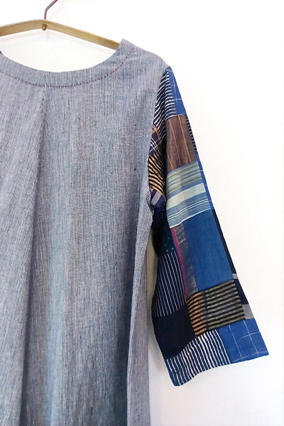 Handwoven dress with 'Boro' sleeves