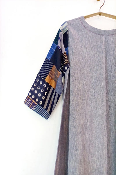 Handwoven dress with 'Boro' sleeves