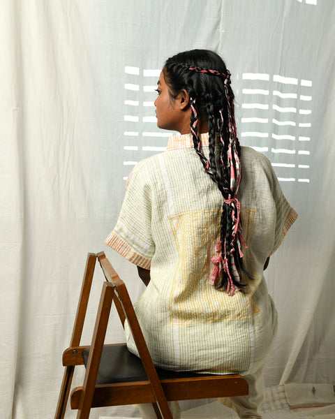 Linen OV striped shirt