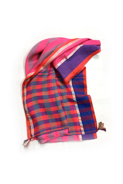 Handwoven striped cotton saree