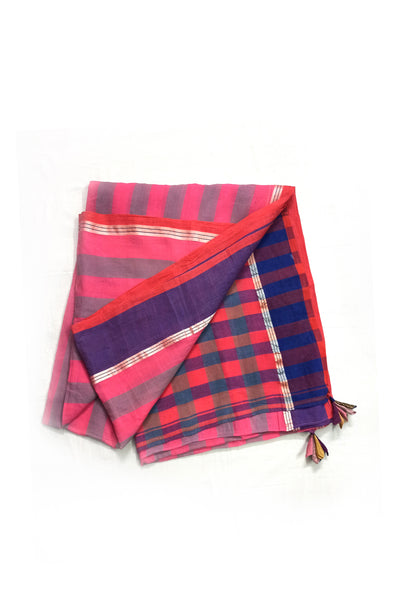 Handwoven striped cotton saree