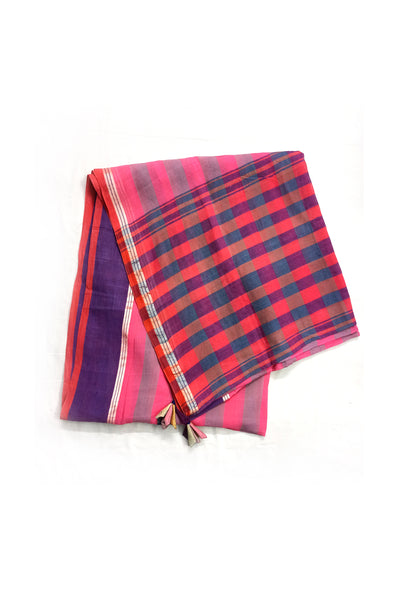 Handwoven striped cotton saree