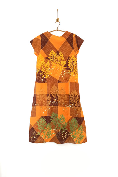 Woven check and embroidered dress