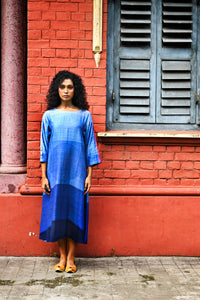 Signature Woven Circle dress (shades of indigo)
