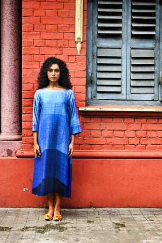 Signature Woven Circle dress (shades of indigo)