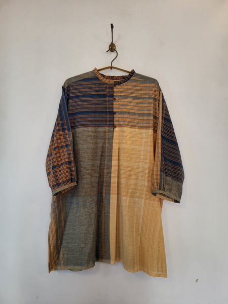 MADRAS OV shirt / indigo+ tan
