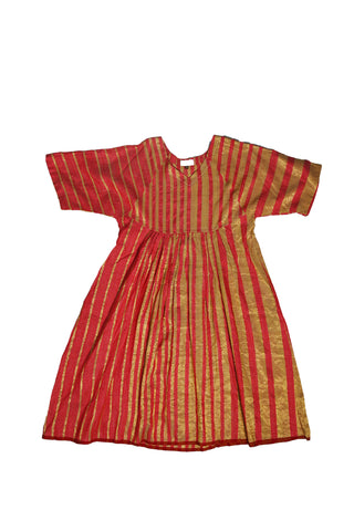 Freedom dress in Tassar gold stripes
