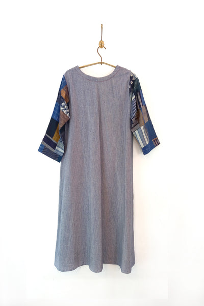 Handwoven dress with 'Boro' sleeves