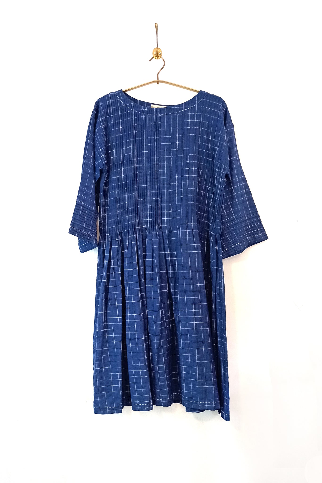 Ikat dress with pin tuck