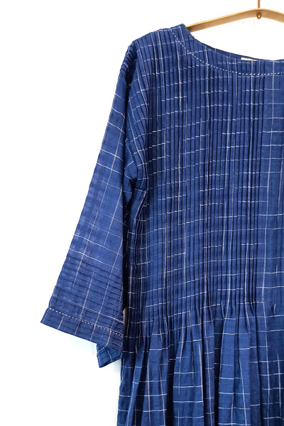 Ikat dress with pin tuck