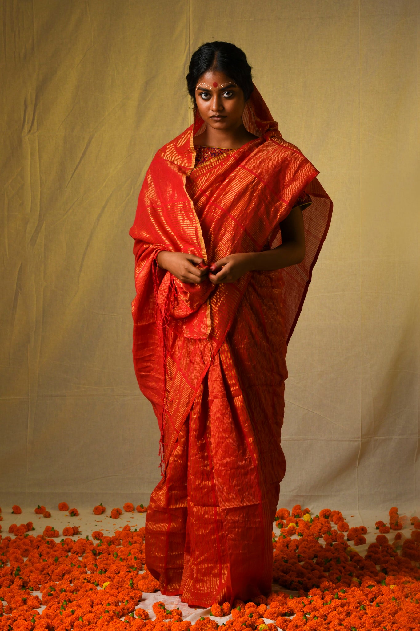 Rekha woven striped saree ( Rani pink )