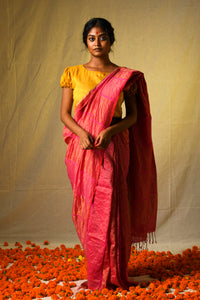 Rekha woven striped saree (Sindoor Laal)