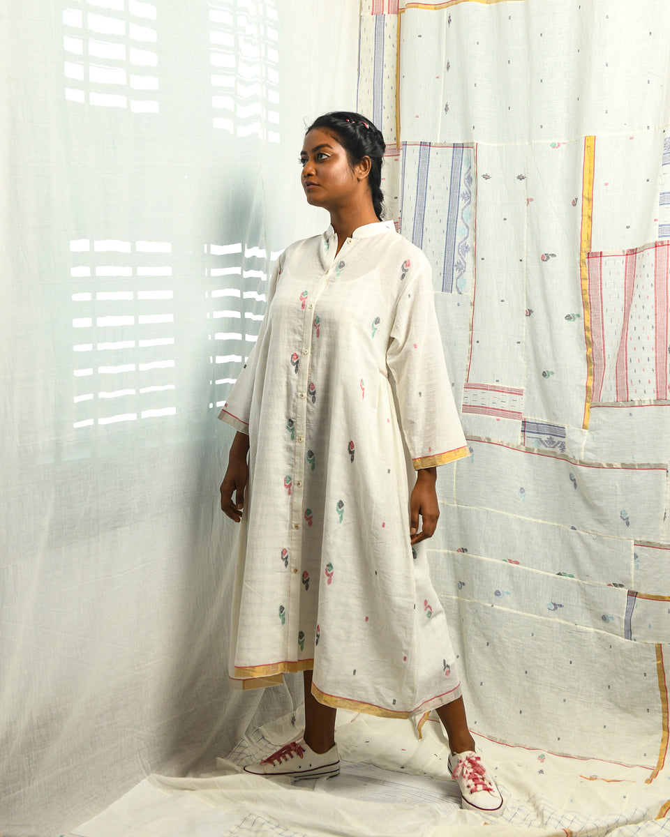 Bagan shirt dress in Jamdani – Paromita Banerjee