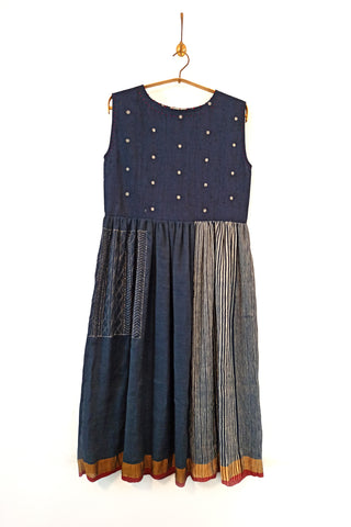 Signature Jamdani dress (Indigo)